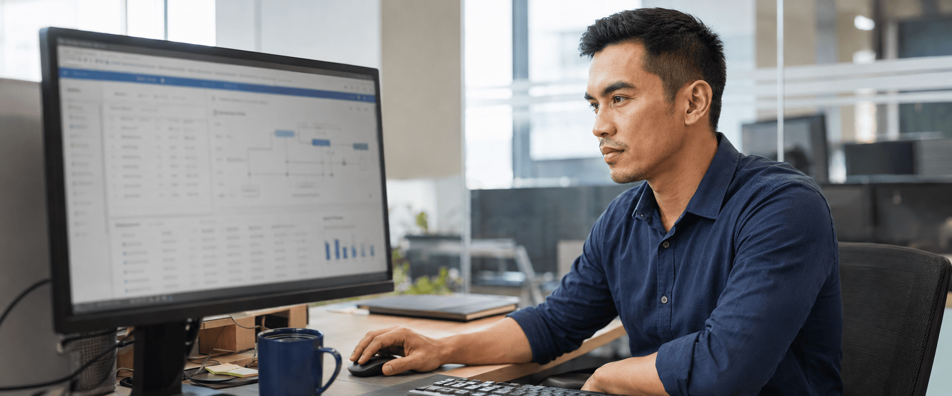 A CF team member using technology and AI tools to support delivery work