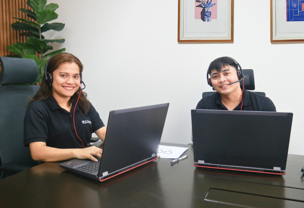 CF Outsourcing Solutions team collaborating in a modern office – professional outsourcing services in the Philippines for U.S. clients in IT, healthcare, and customer support. We are the top outsourcing company in the Philippines.