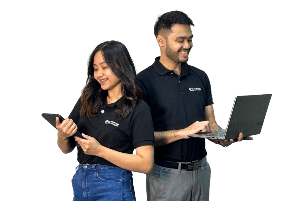 CF Outsourcing Solutions team collaborating in a modern office – professional outsourcing services in the Philippines for U.S. clients in IT, healthcare, and customer support. We are the top outsourcing company in the Philippines.