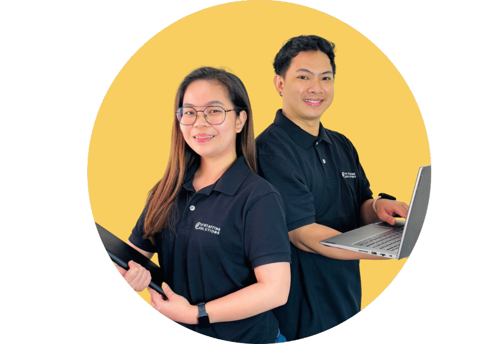 CF Outsourcing Solutions team collaborating in a modern office – professional outsourcing services in the Philippines for U.S. clients in IT, healthcare, and customer support. We are the top outsourcing company in the Philippines.