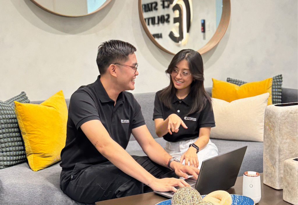 CF Outsourcing Solutions team collaborating in a modern office – professional outsourcing services in the Philippines for U.S. clients in IT, healthcare, and customer support. We are the top outsourcing company in the Philippines.